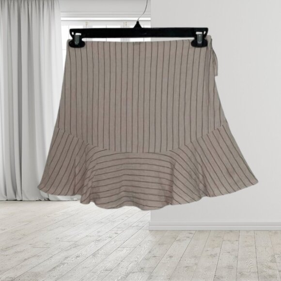 NWT Lost + Wander Linen Blend Pin Stripe Fit and Flare Bottom Mini Skirt - Picture 1 of 10